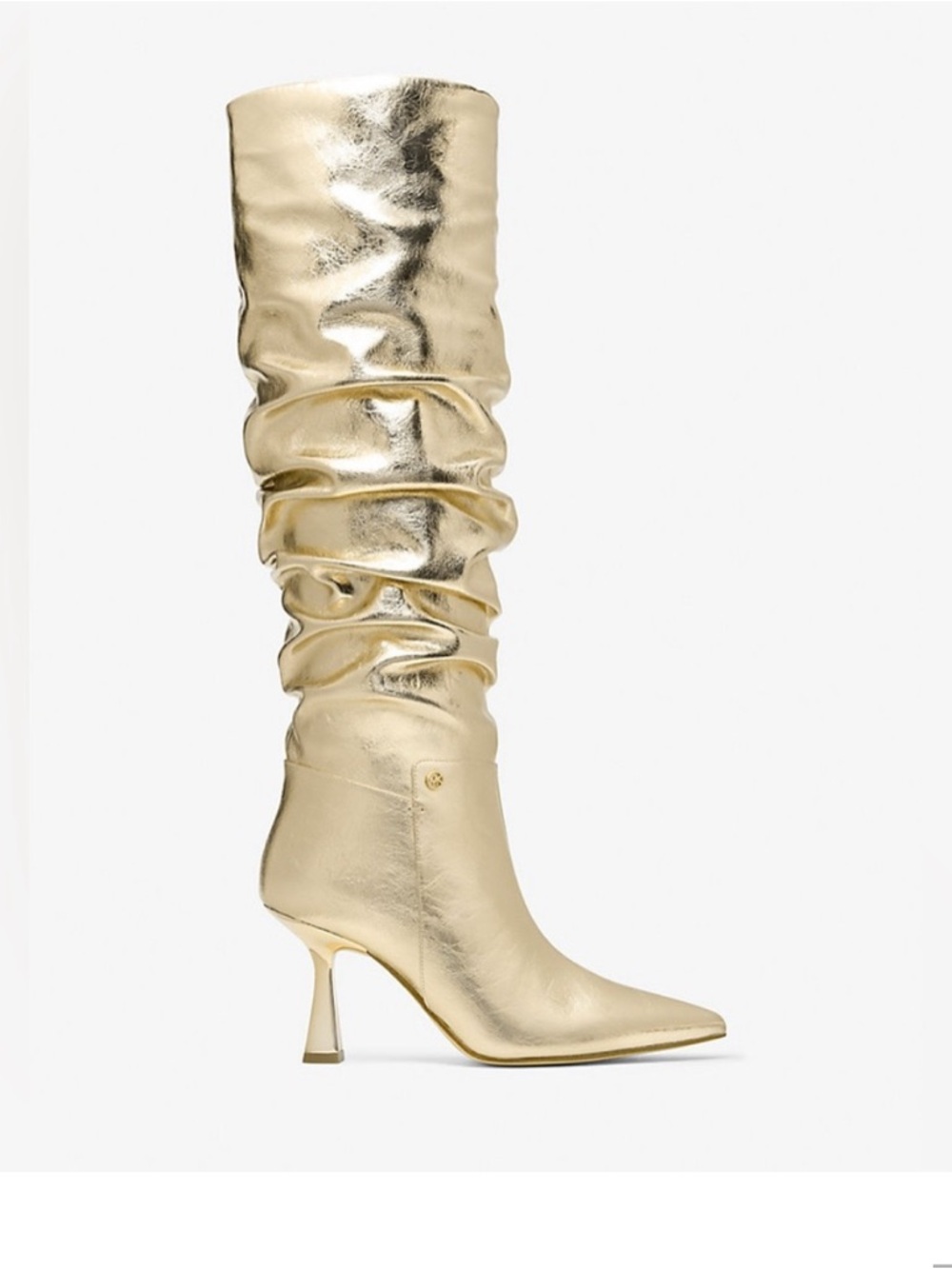 Michael Kors Metallic Gold Slouch Over-the-Knee Pointed Boots